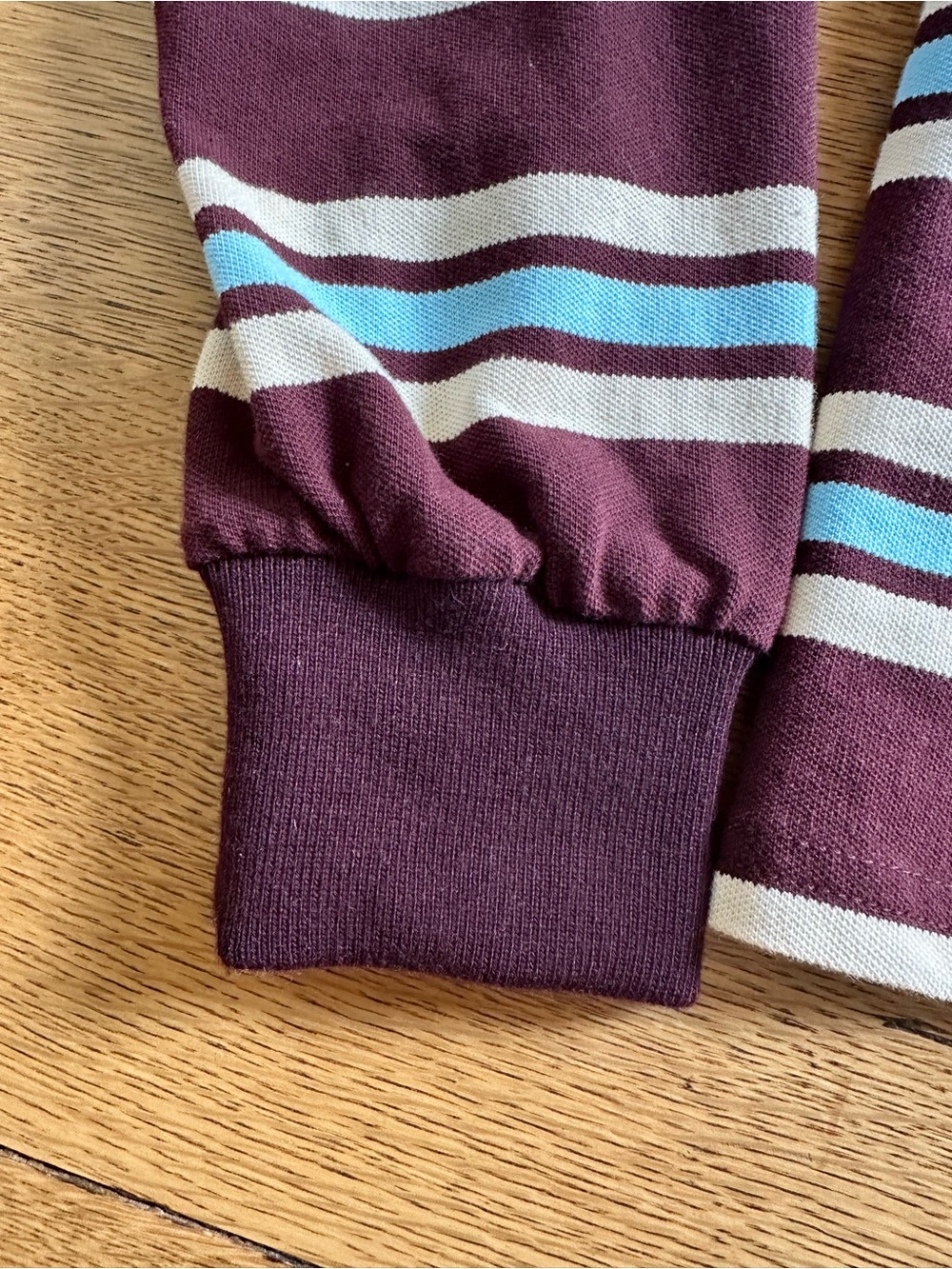 Lioness Leisure Long Sleeve Polo in Chocolate Multi Stripe Size Small - Picture 6 of 11